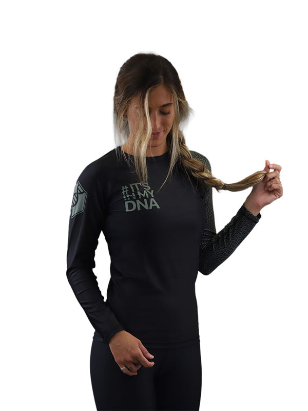 DNA Women's No Gi Rash Guard Long Sleeve Black
