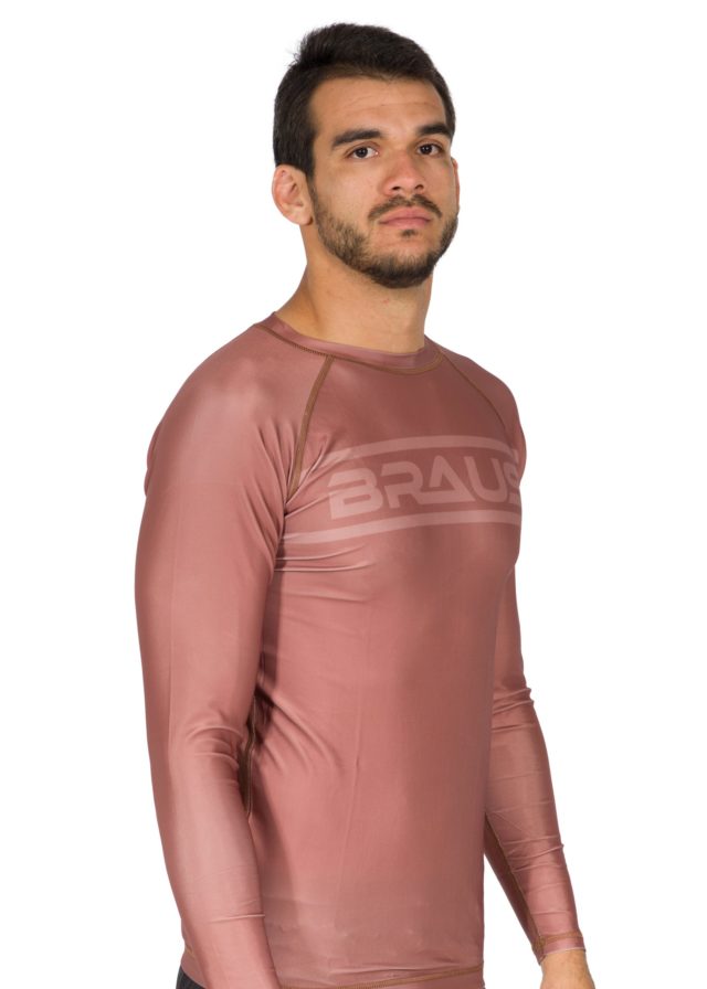 Ranked V1 No Gi Rash Guard Long Sleeve Brown Braus Fight