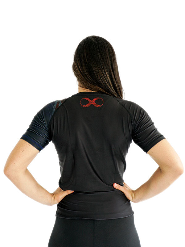 Braus Fight Jiu Jitsu No Gi Grappling Rash Guard Flag Australia Short Sleeve Front Women