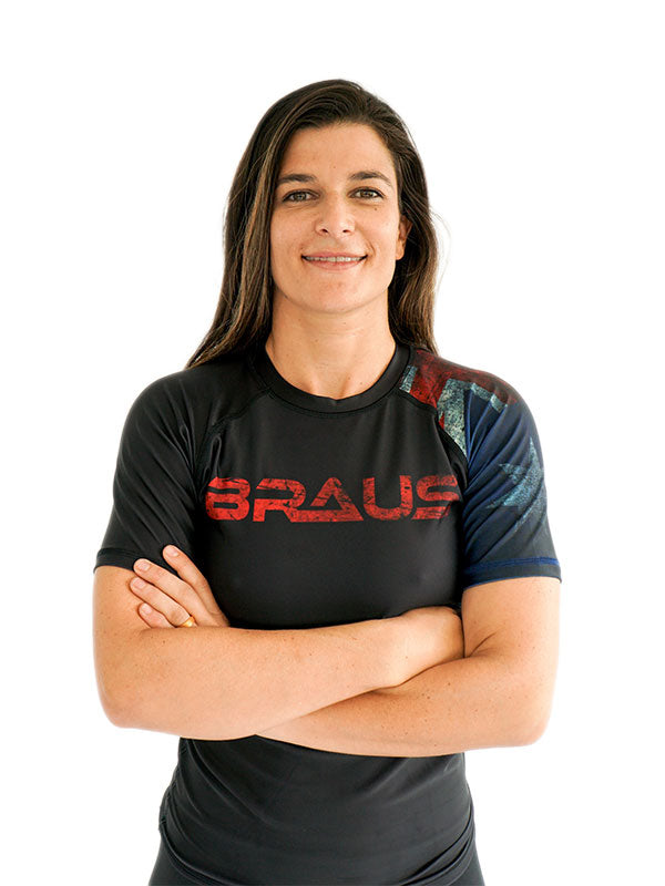 Braus Fight Jiu Jitsu No Gi Grappling Rash Guard Flag Australia Short Sleeve Front Women