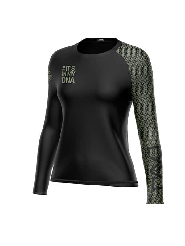 DNA Women's No Gi Rash Guard Long Sleeve Black