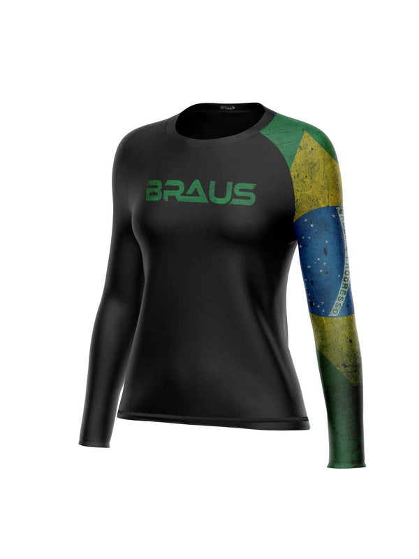 Braus Fight Flags Brazil No Gi Rash Guard Long Sleeve