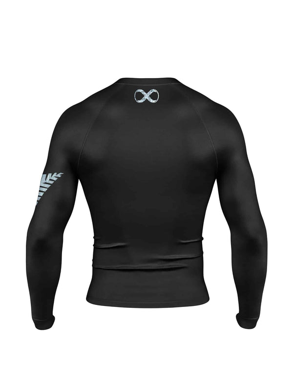 Braus-Fight-Jiu-Jitsu-No-Gi-Grappling-Rash-Guard-Flag-New-Zealand-NZ-Long-Sleeve-Front-Men All Blacks
