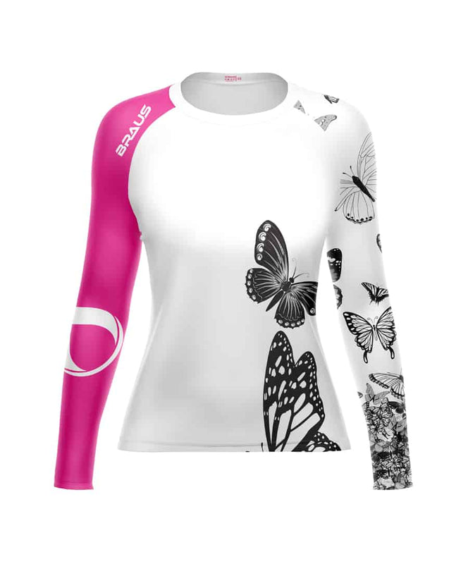 Braus Fight Butterfly Kids No Gi Rash Guard White