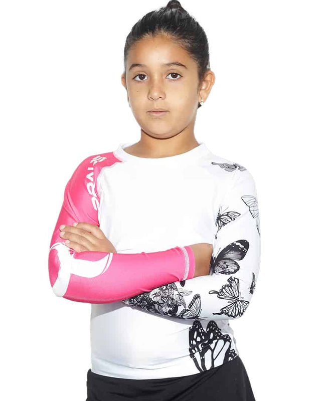 Braus Fight Butterfly Kids No Gi Rash Guard White