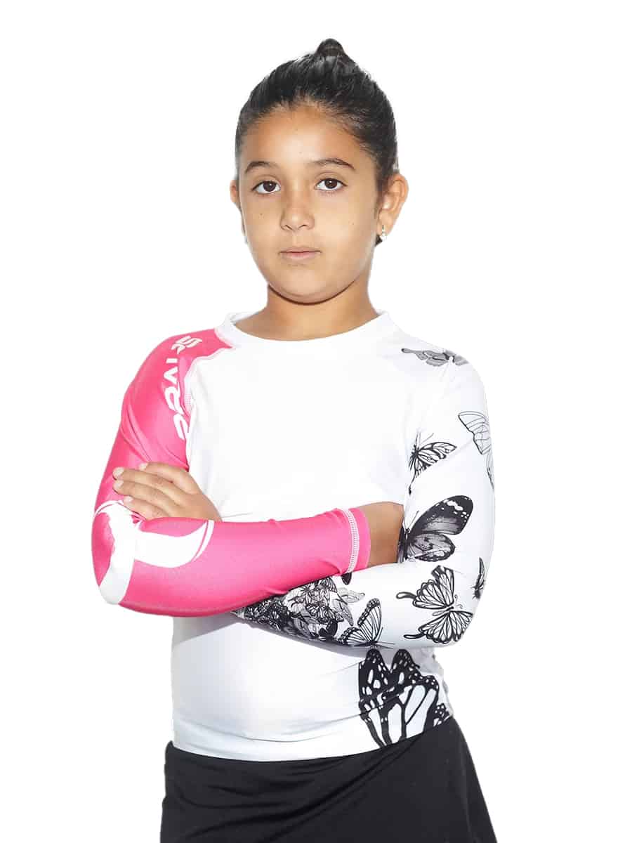 Braus Fight Butterfly Kids No Gi Rash Guard White