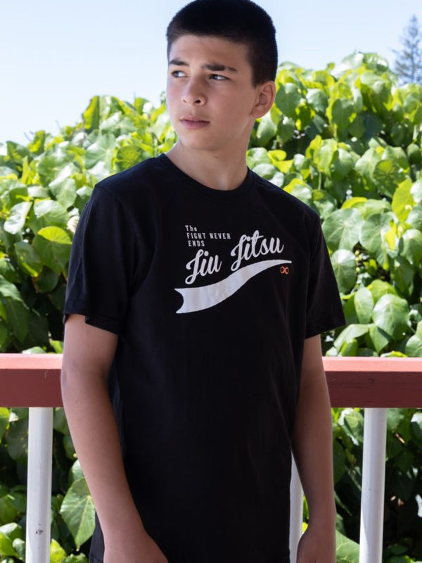 Jiu Jitsu The Fight Never Ends Tee Black for Kids