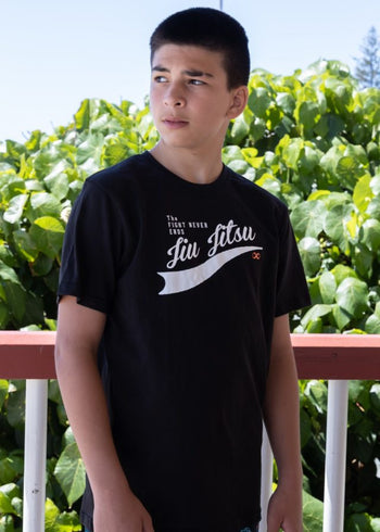 The Fight Never Ends Kids Jiu Jitsu Tee