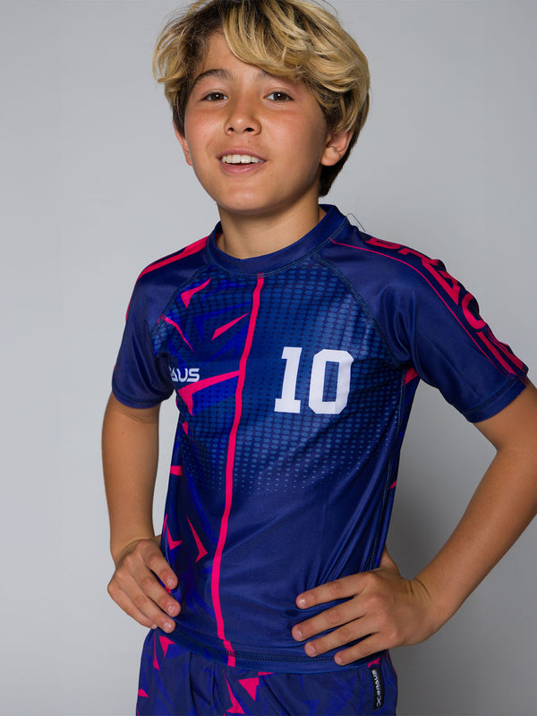 10 Years Kids No Gi Rash Guard Short Sleeve Navy Pink