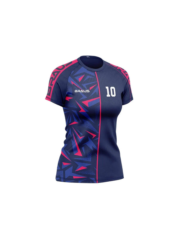 10 Years Women's No Gi Rash Guard Short Sleeve Navy Pink