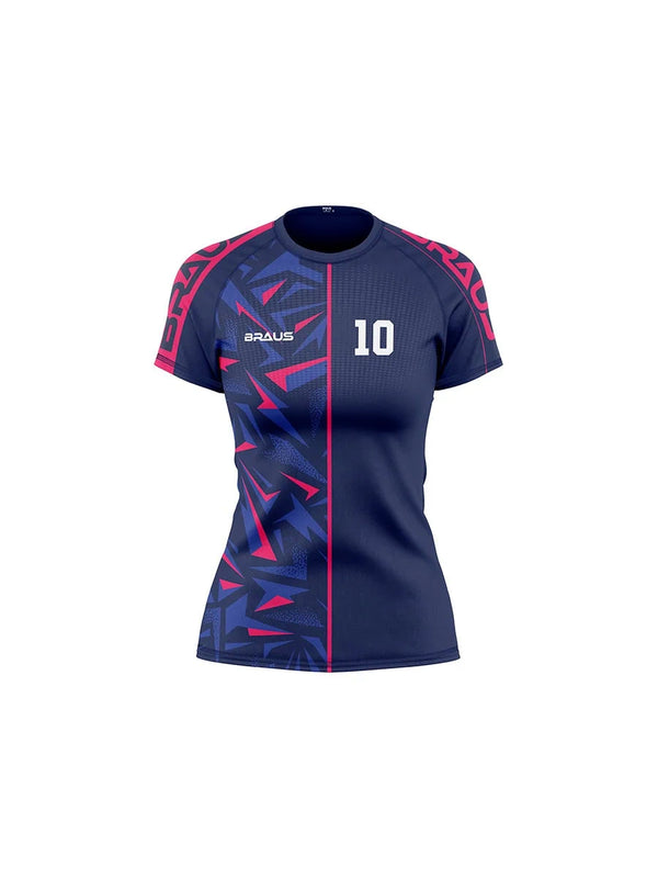 10 Years Women's No Gi Rash Guard Short Sleeve Navy Pink
