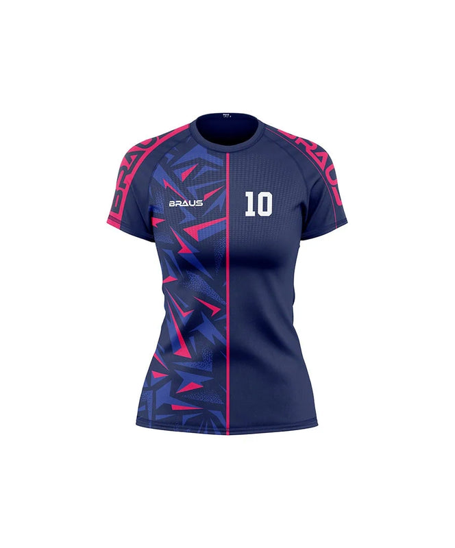 10 Years Women's No Gi Rash Guard Short Sleeve Navy Pink