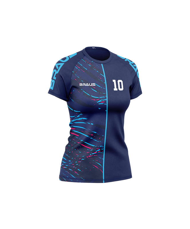 10 Years Women's No Gi Rash Guard Short Sleeve Navy Aqua