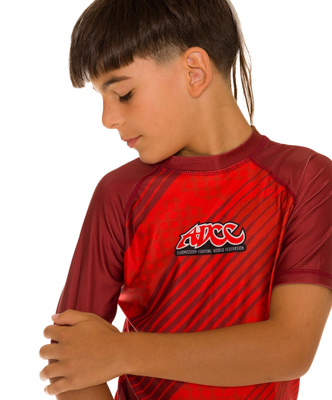 ADCC Red Kids No Gi Rash Guard Short Sleeve