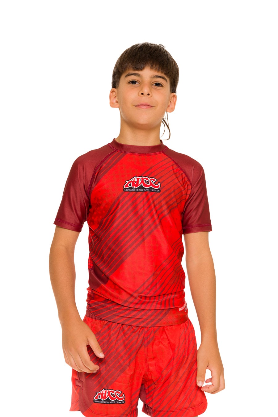 ADCC Red Kids No Gi Rash Guard Short Sleeve