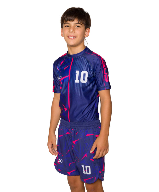 10 Years Kids No Gi Rash Guard Short Sleeve Navy Pink