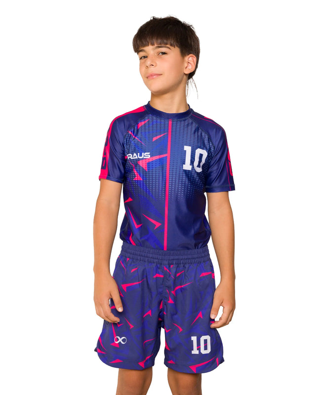 10 Years Kids No Gi Rash Guard Short Sleeve Navy Pink