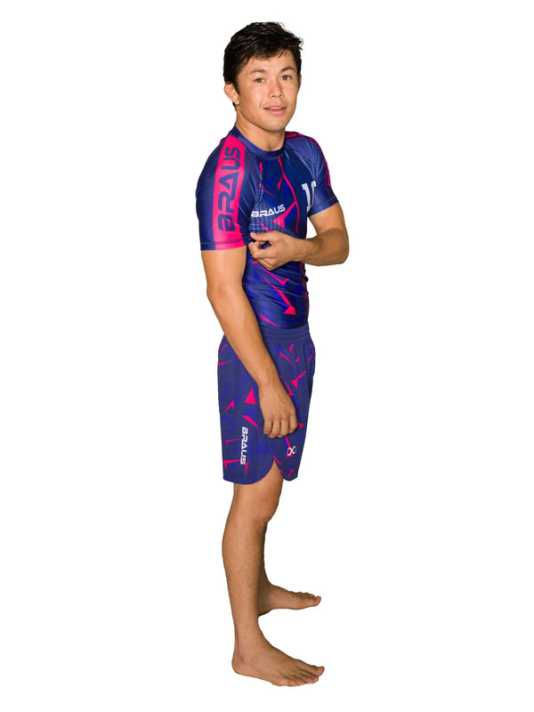 10 Years No Gi Rash Guard Short Sleeve Navy Pink