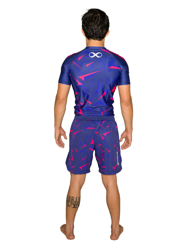 10 Years No Gi Rash Guard Short Sleeve Navy Pink
