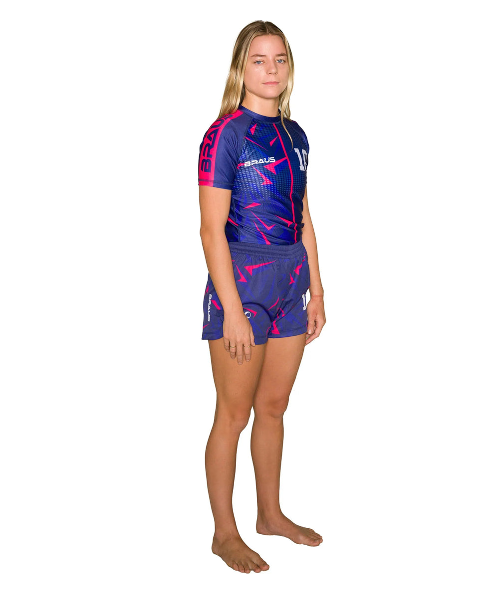 10 Years Women's No Gi Rash Guard Short Sleeve Navy Pink