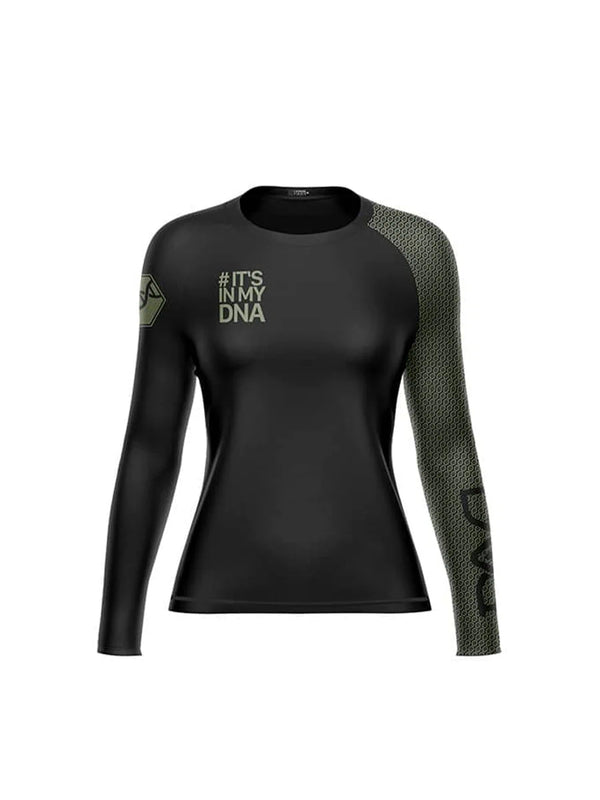 DNA Women's No Gi Rash Guard Long Sleeve Black