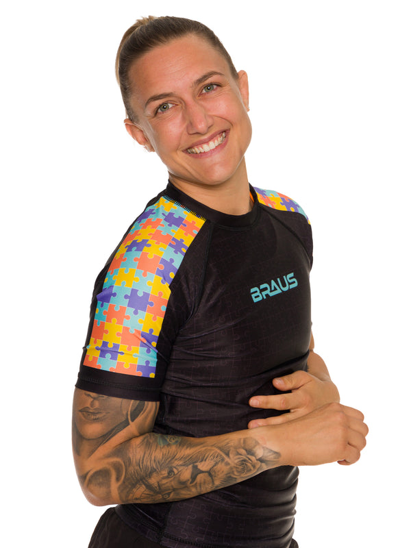 Puzzle Women's No Gi Rash Guard Short Sleeve