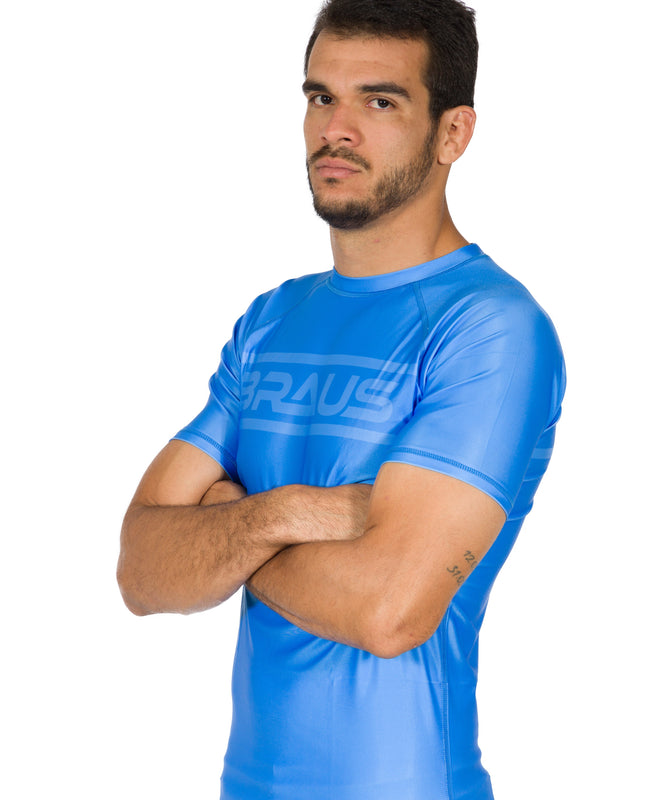 Ranked V1 No Gi Rash Guard Short Sleeve Blue