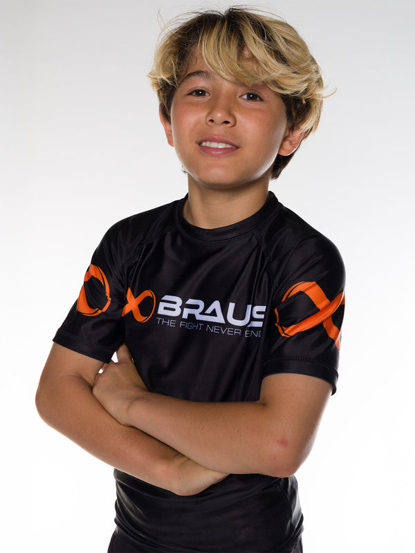 Ranked Kids Rash Guard Short Sleeve Black