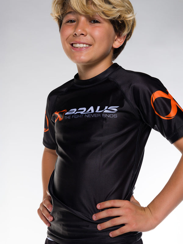 Ranked Kids Rash Guard Short Sleeve Black