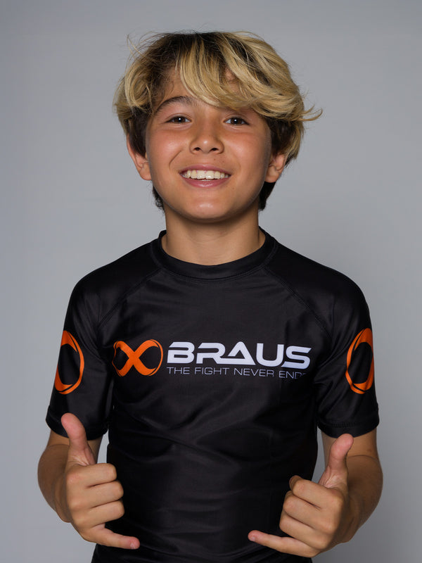 Ranked Kids Rash Guard Short Sleeve Black