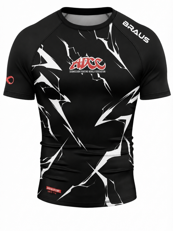 ADCC Lightning Rash Guard Short Sleeve - Black (Adult)