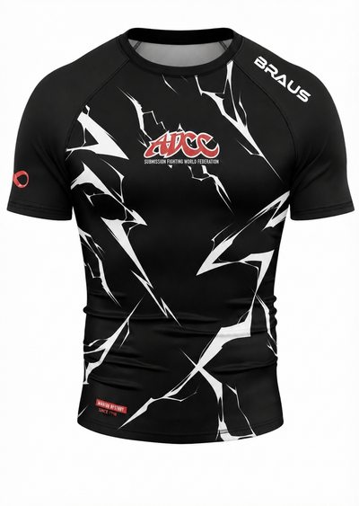 ADCC Lightning Rash Guard Short Sleeve - Black (Adult)