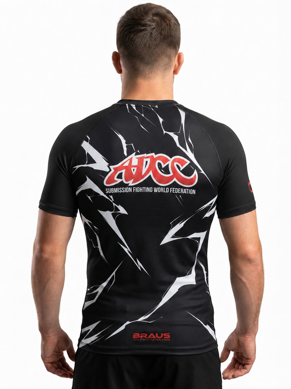 ADCC Lightning Rash Guard Short Sleeve - Black (Adult)