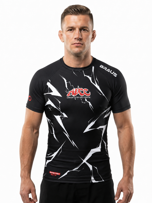 ADCC Lightning Rash Guard Short Sleeve - Black (Adult)