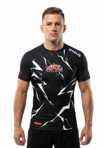 ADCC Lightning Rash Guard Short Sleeve - Black (Adult)
