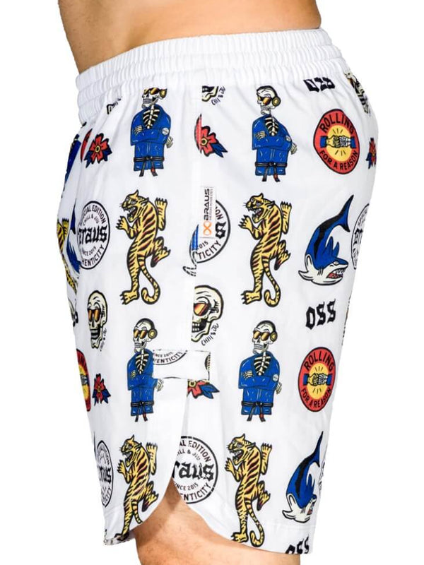 Braus Fight Chill and Jiu No Gi Fight Shorts White
