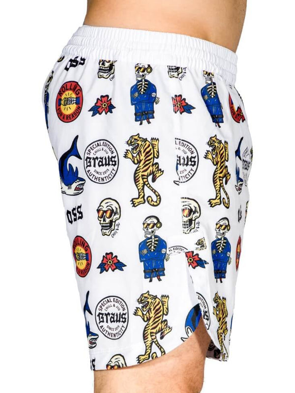 Braus Fight Chill and Jiu No Gi Fight Shorts White