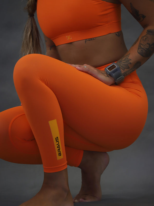 Warrior High Rise Full Length Compression Pants Orange