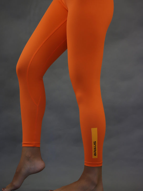 Warrior High Rise Full Length Compression Pants Orange
