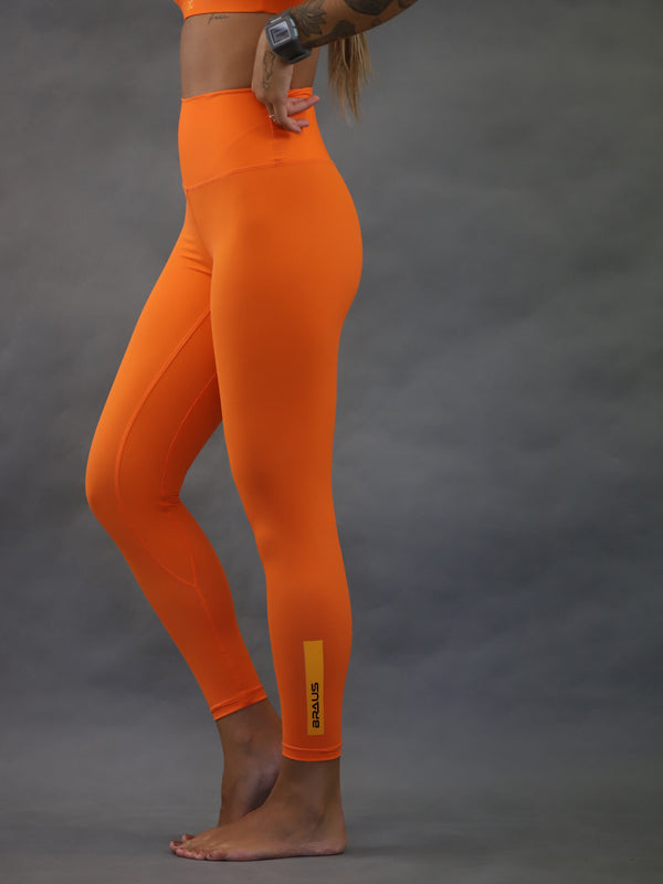 Warrior High Rise Full Length Compression Pants Orange