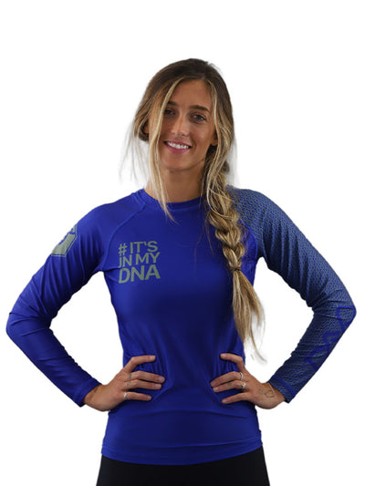 DNA Women's No Gi Rash Guard Long Sleeve Blue