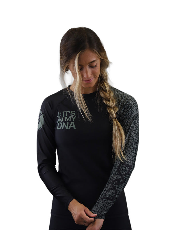 DNA Women's No Gi Rash Guard Long Sleeve Black