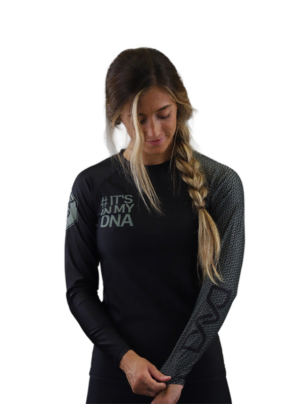 DNA Women's No Gi Rash Guard Long Sleeve Black