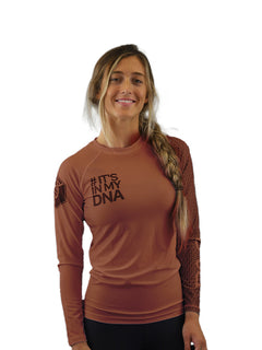 DNA Women's No Gi Rash Guard Long Sleeve Brown
