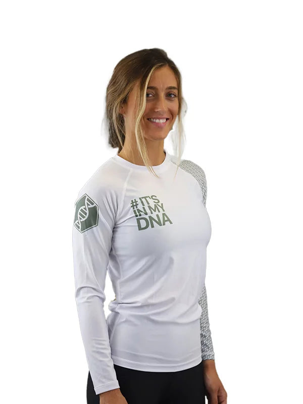 DNA Women's No Gi Rash Guard Long Sleeve White