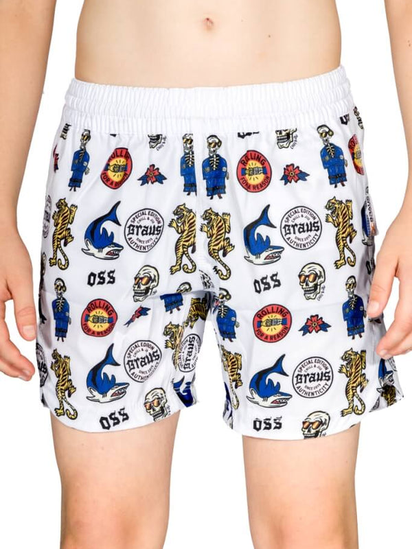 Braus Fight Chill and Jiu No Gi Fight Shorts White