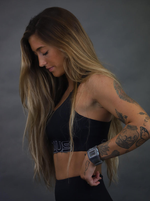 Energy Cross Back Sports Bra Black