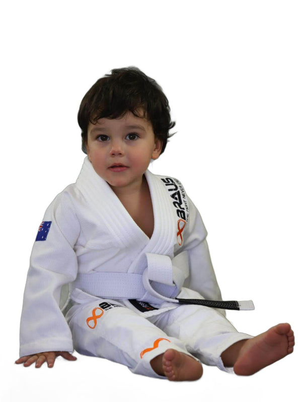 Pro Light BJJ Gi White Toddler Sitting