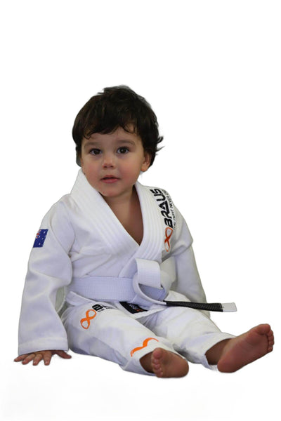 Pro Light BJJ Gi White Toddler Sitting