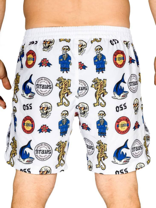 Braus Fight Chill and Jiu No Gi Fight Shorts White